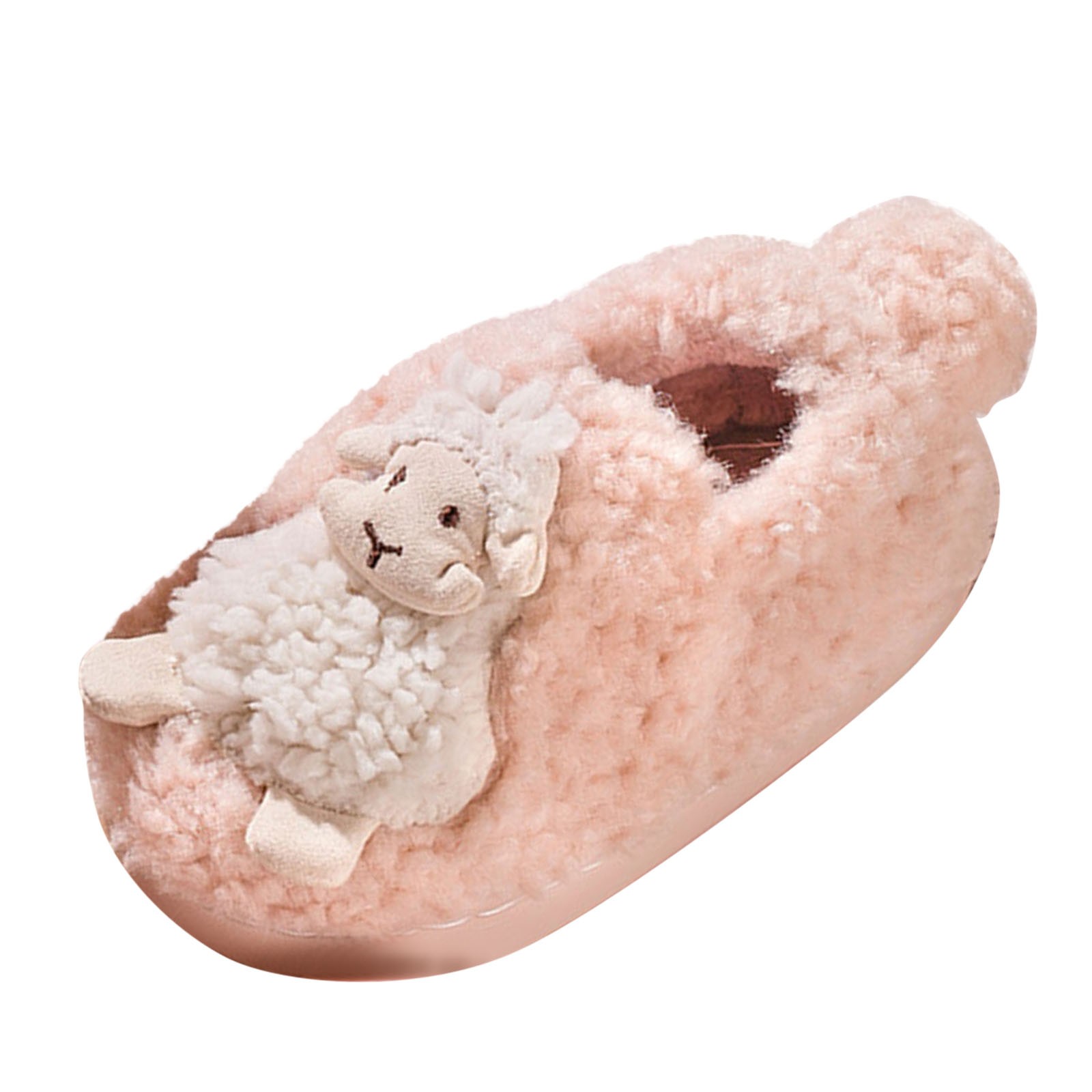 GEZHEN Cute Boys and Girls Slippers Flat Bottom Comfortable Warm Cartoon Sheep Shape Soft Soled Anti-Slip House Slippers Quick Drying